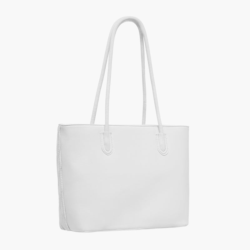Adore Quilted White Tote Bag for Women - Image 3